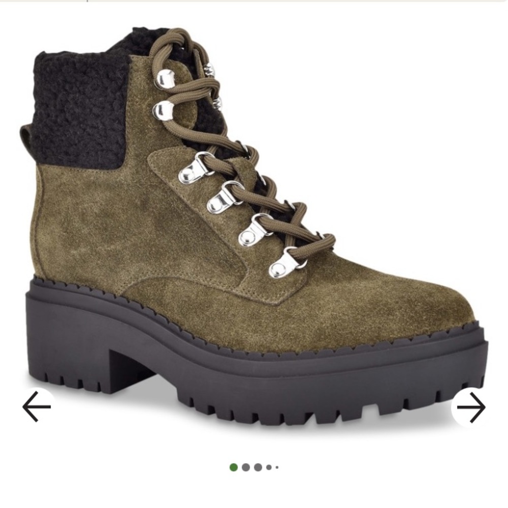 New Marc Fisher Leigan olive green suede Booties size 6